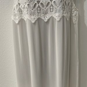 CeCe | Pleated Lace Sleeveless Dress | High Neck | Chiffon | Size 12 | NORDSTROM